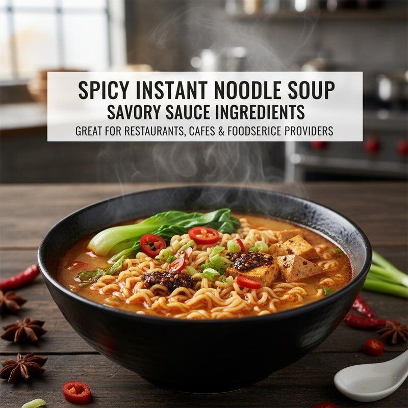 Spicy Instant Noodle Soup, bereid met Savory Sauce Ingrediënten, geweldig voor restaurants, cafés en foodservice providers